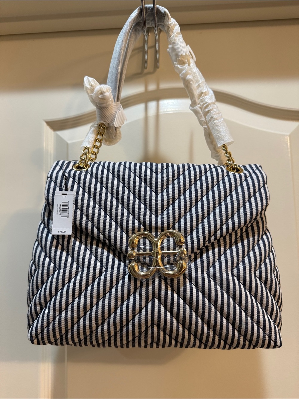 Express  NWT Blue&White Striped Quilted Shoulder & Crossbody Bag